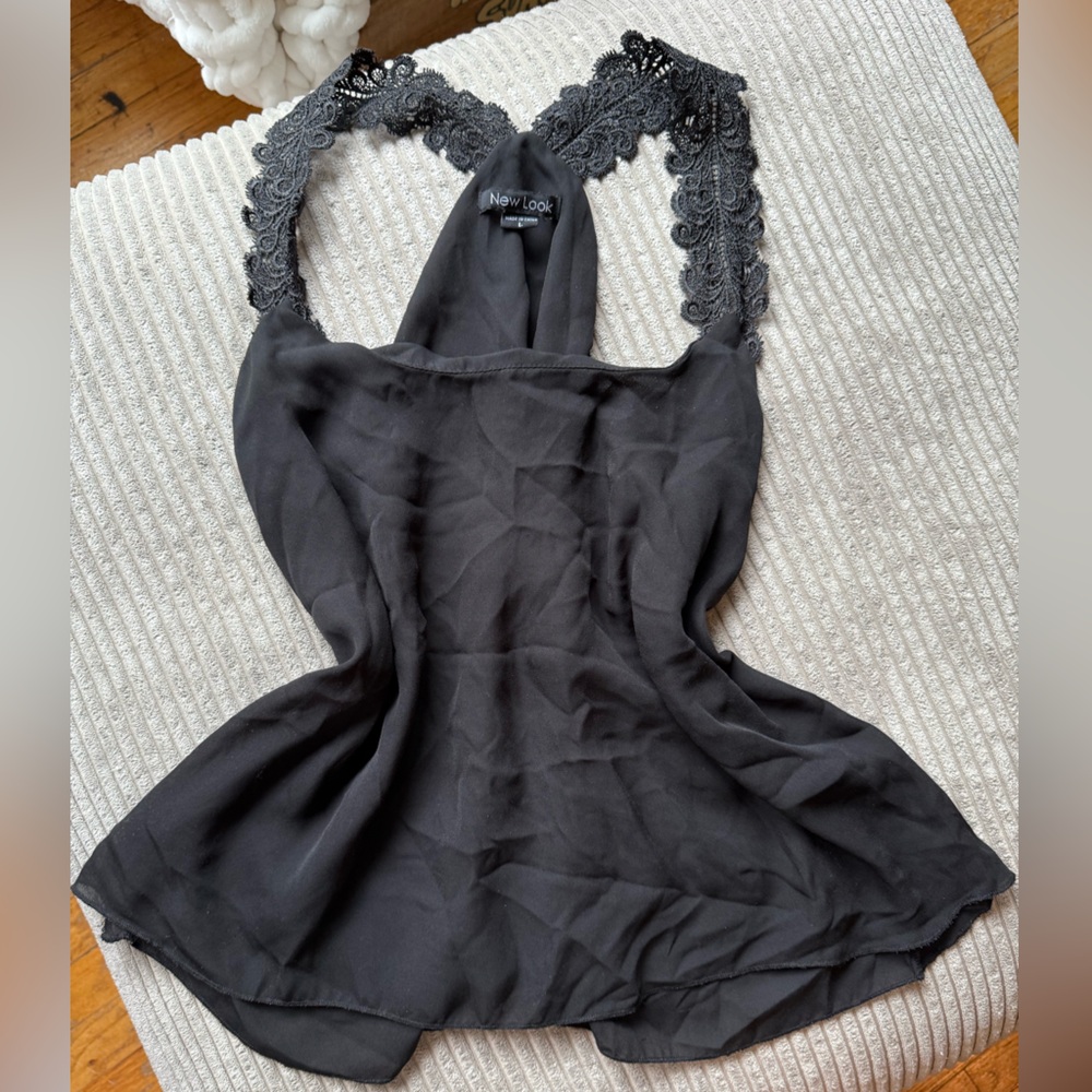New Look Black Lace Trim Tank Top
